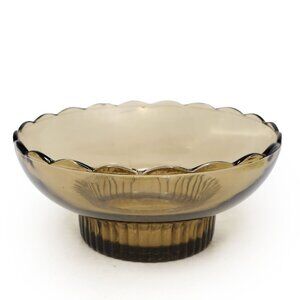 Vintage E.O. Brody Co. M2000 Amber Brown Glass Pedestal Bowl 50's Nut Dish Vase